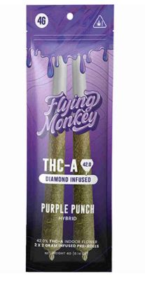 Flying Monkey-Purple Punch- THCa Diamond Infused Pre-Rolls 4g