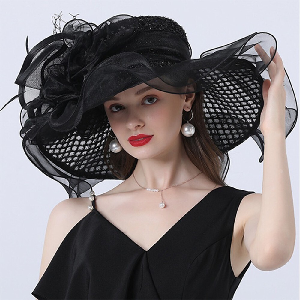 Vintage Style Fashion Tulle / Organza Hats / Headwear with Bowknot / Flower / Trim 1 Piece Wedding / Outdoor Headpiece