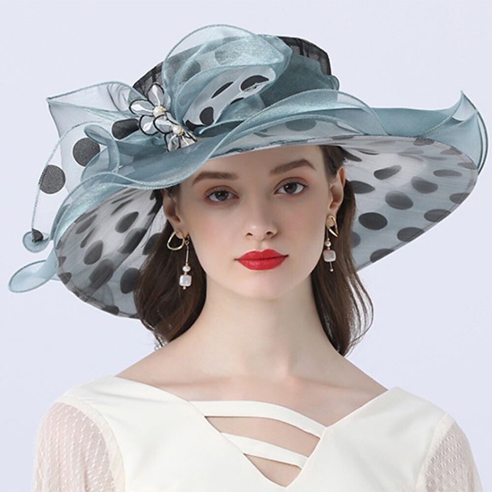 Vintage Style Fashion Tulle / Organza Hats / Headwear with Bowknot / Flower / Polka Dot 1 Piece Wedding / Outdoor Headpiece