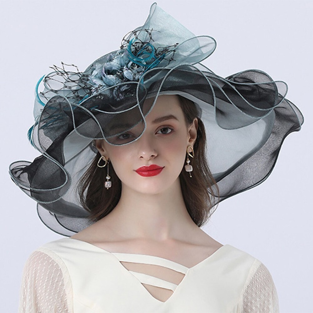 Vintage Style Fashion Tulle / Organza Hats / Headwear with Bowknot / Flower / Trim 1 Piece Wedding / Outdoor Headpiece