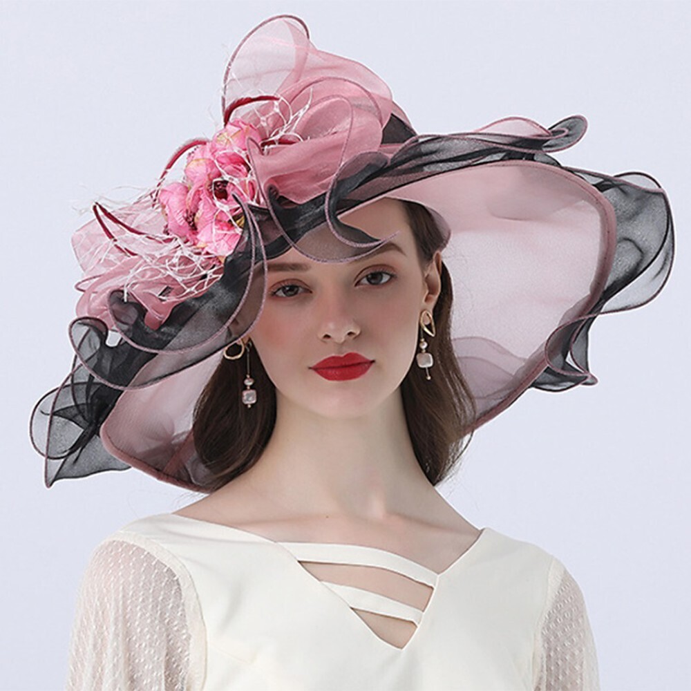 Vintage Style Fashion Tulle / Organza Hats / Headwear with Bowknot / Flower / Trim 1 Piece Wedding / Outdoor Headpiece