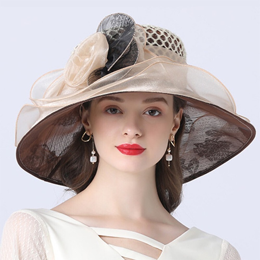 Vintage Style Fashion Tulle / Organza Hats / Headwear with Bowknot / Flower / Trim 1 Piece Wedding / Outdoor Headpiece
