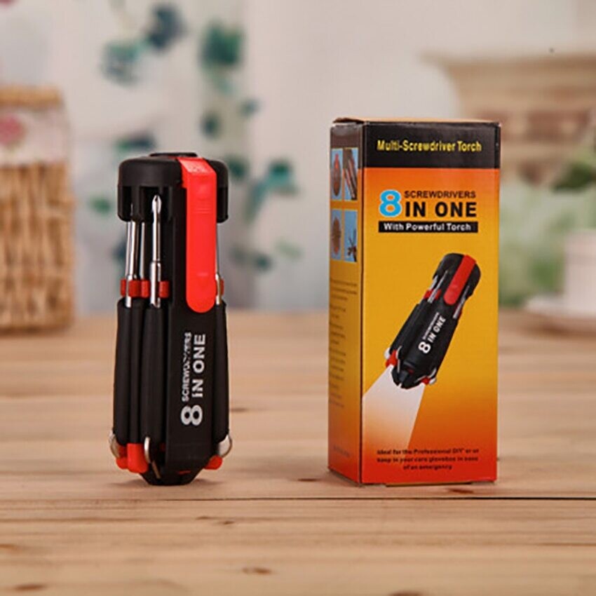 Pocket 8 in 1 Screwdriver LED Light Multi-function Repair Tools