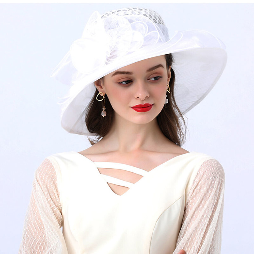 Vintage Style Fashion Tulle / Organza Hats / Headwear with Bowknot / Flower / Trim 1 Piece Wedding / Outdoor Headpiece