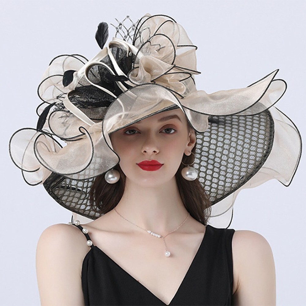 Vintage Style Fashion Tulle / Organza Hats / Headwear with Bowknot / Flower / Trim 1 Piece Wedding / Outdoor Headpiece