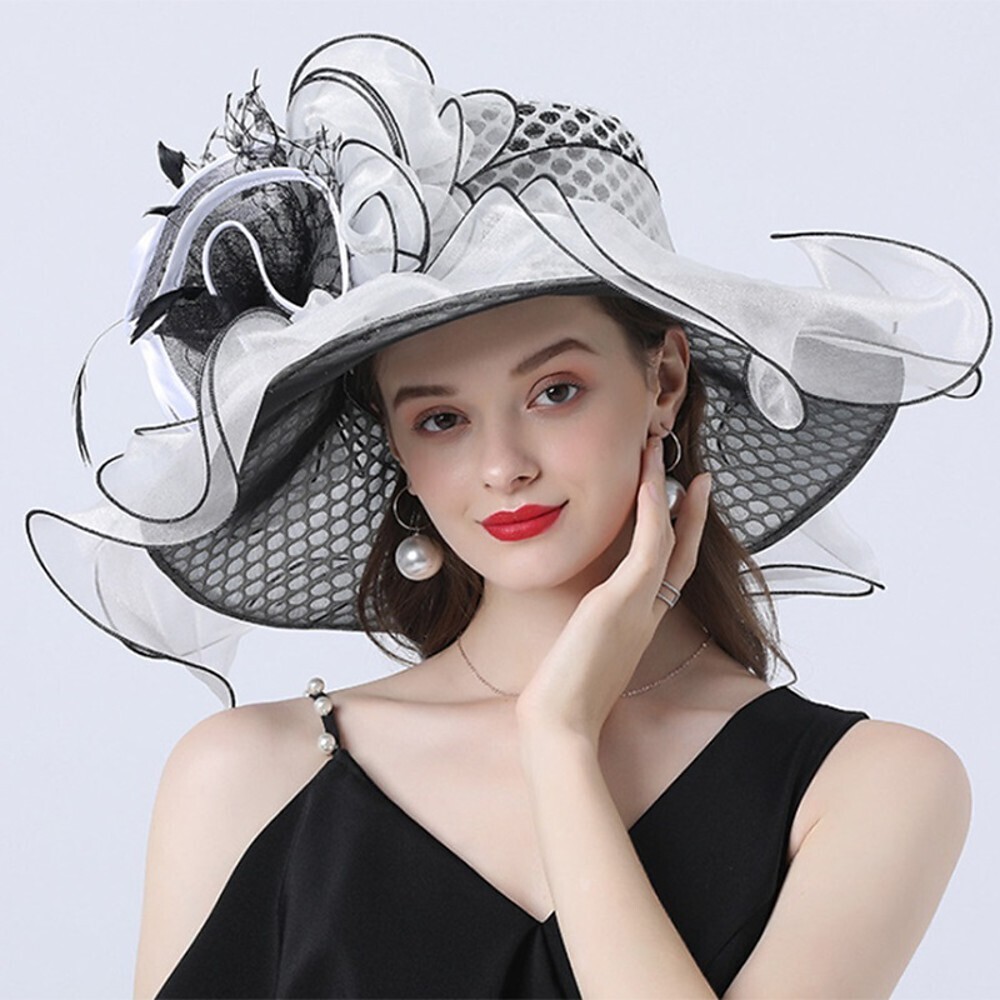 Vintage Style Fashion Tulle / Organza Hats / Headwear with Bowknot / Flower / Trim 1 Piece Wedding / Outdoor Headpiece