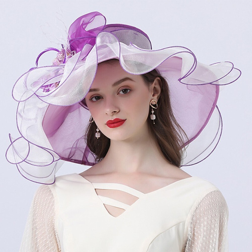 Vintage Style Fashion Tulle / Organza Hats / Headwear with Bowknot / Flower / Trim 1 Piece Wedding / Outdoor Headpiece