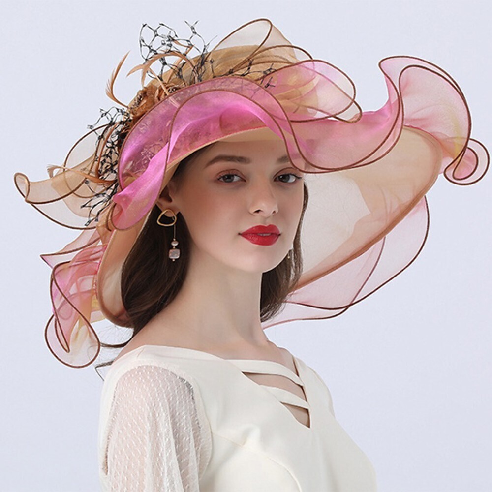Vintage Style Fashion Tulle / Organza Hats / Headwear with Bowknot / Flower / Trim 1 Piece Wedding / Outdoor Headpiece