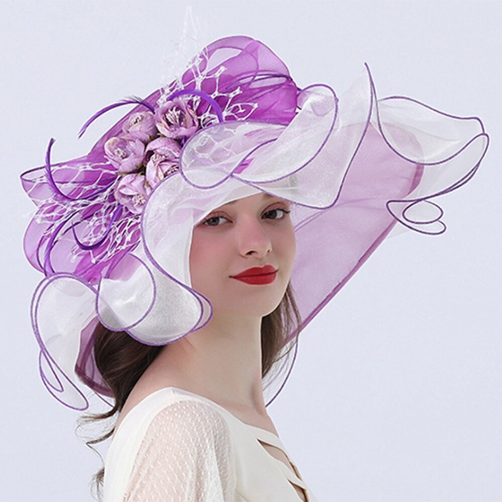 Vintage Style Fashion Tulle / Organza Hats / Headwear with Bowknot / Flower / Trim 1 Piece Wedding / Outdoor Headpiece