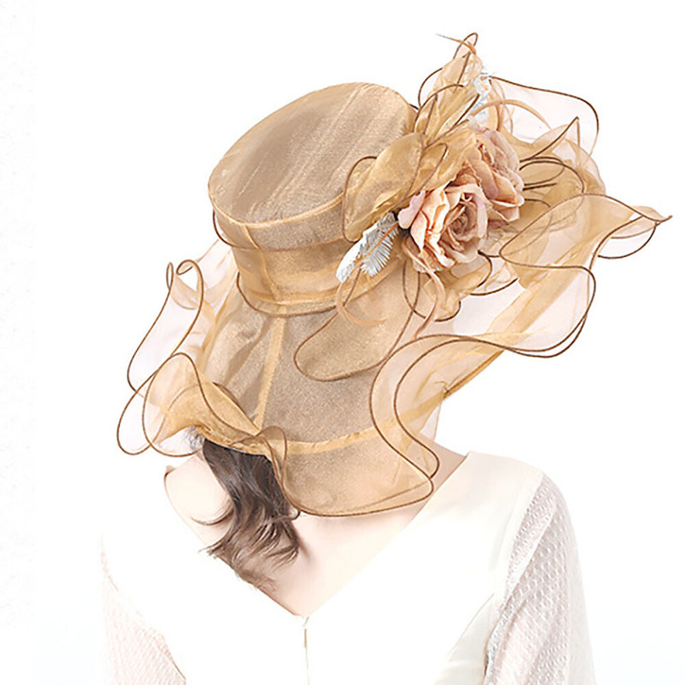 Vintage Style Fashion Tulle / Organza Hats / Headwear with Bowknot / Flower / Trim 1 Piece Wedding / Outdoor Headpiece