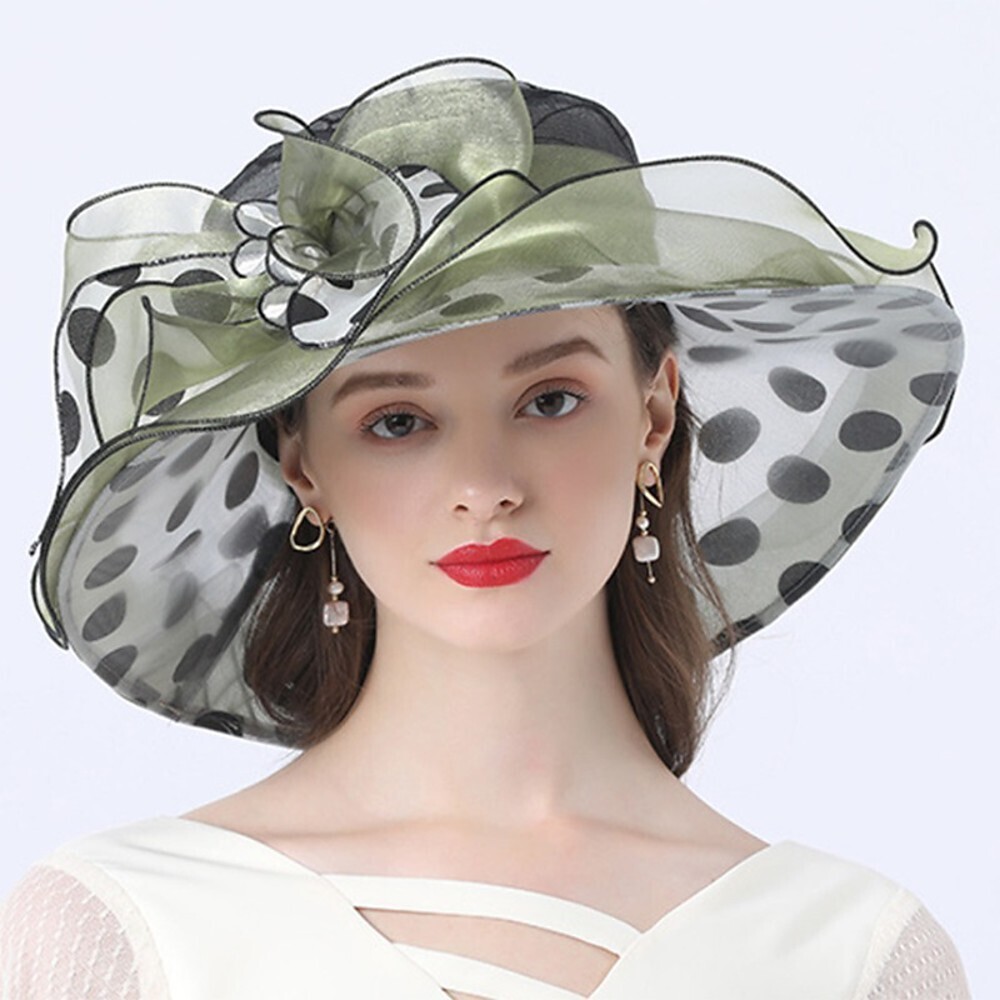 Vintage Style Fashion Tulle / Organza Hats / Headwear with Bowknot / Flower / Polka Dot 1 Piece Wedding / Outdoor Headpiece