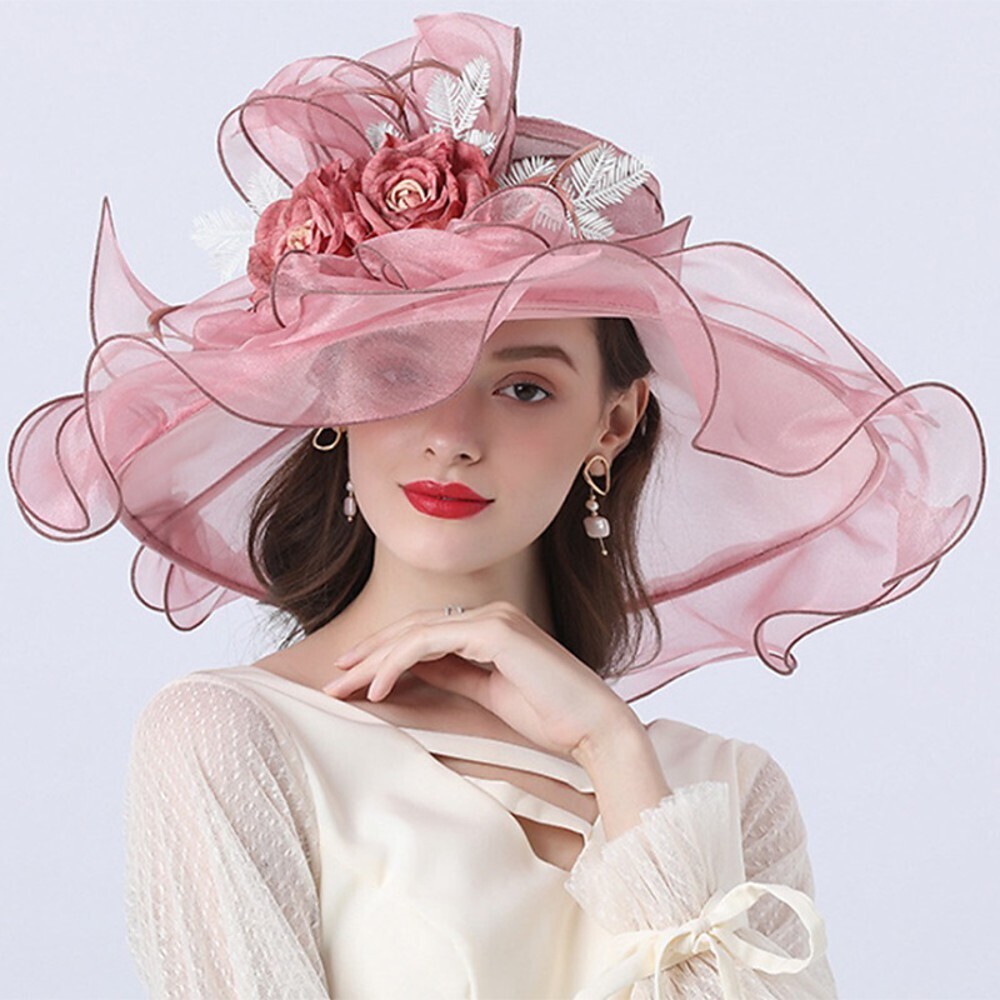 Vintage Style Fashion Tulle / Organza Hats / Headwear with Bowknot / Flower / Trim 1 Piece Wedding / Outdoor Headpiece