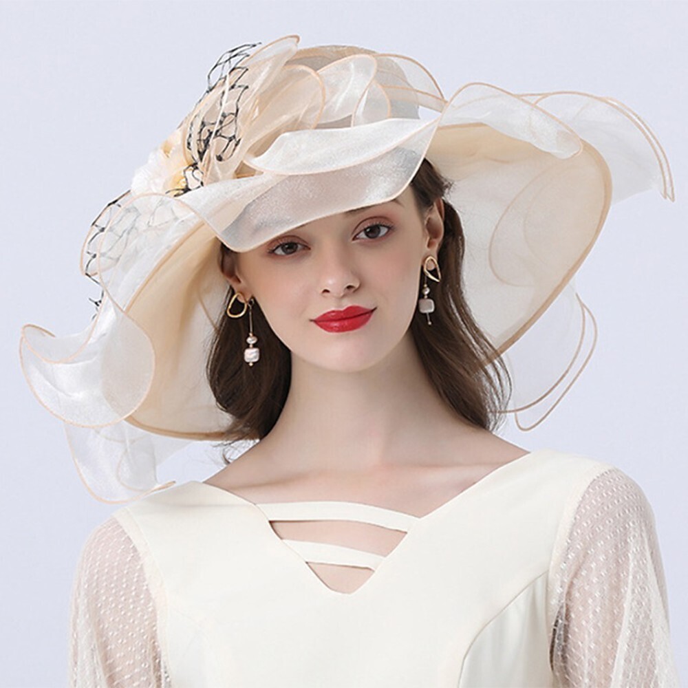 Vintage Style Fashion Tulle / Organza Hats / Headwear with Bowknot / Flower / Trim 1 Piece Wedding / Outdoor Headpiece