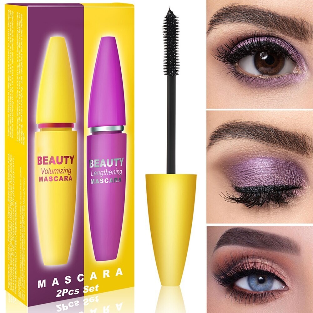 Professional Mascara 4D Thick Waterproof 2Pcs Mascara Set