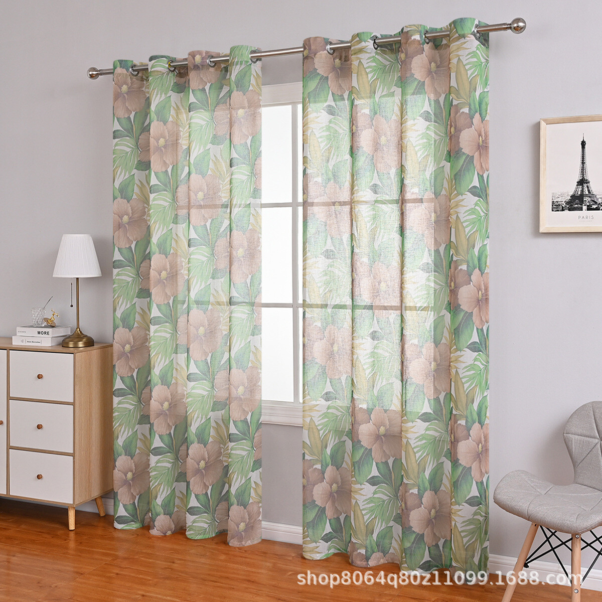 Multicolored Big Flower Curtain Curtain Living Room Study Bedroom Curtain