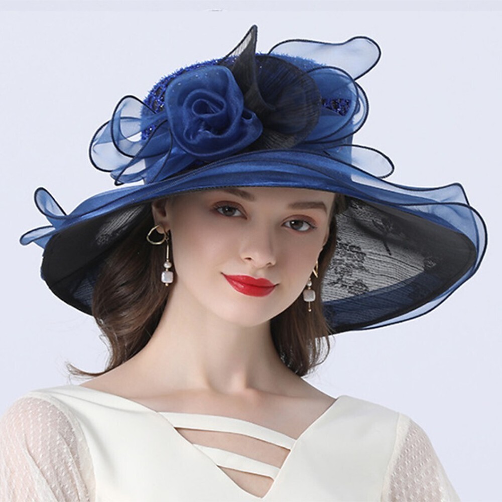 Vintage Style Fashion Tulle / Organza Hats / Headwear with Bowknot / Flower / Trim 1 Piece Wedding / Outdoor Headpiece