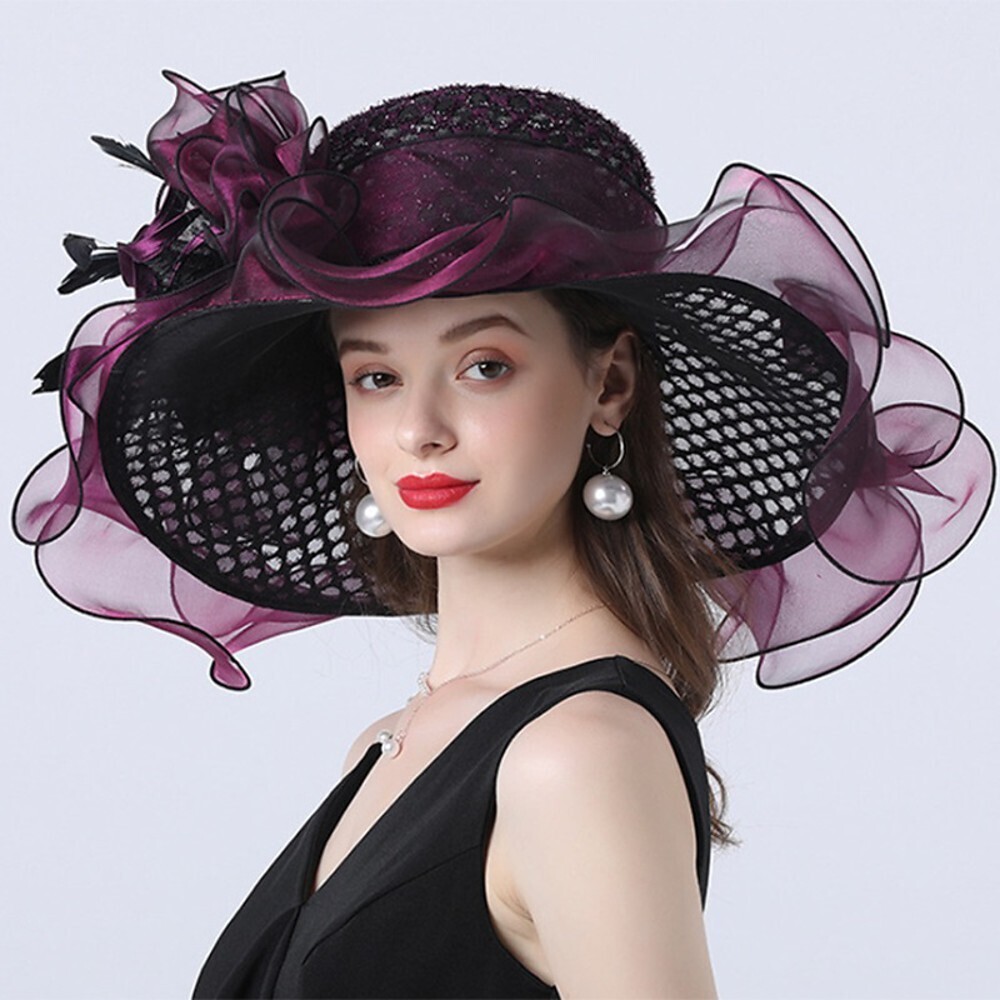 Vintage Style Fashion Tulle / Organza Hats / Headwear with Bowknot / Flower / Trim 1 Piece Wedding / Outdoor Headpiece