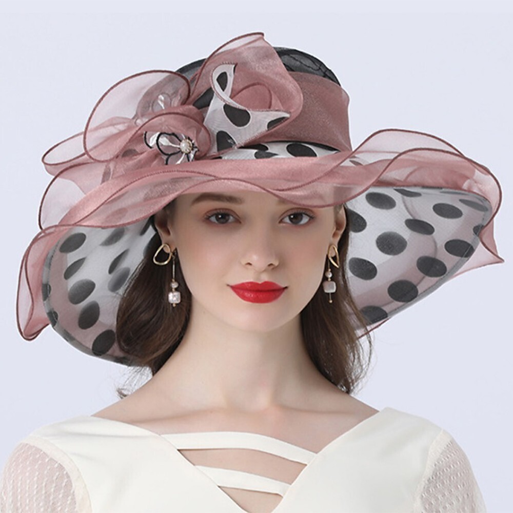Vintage Style Fashion Tulle / Organza Hats / Headwear with Bowknot / Flower / Polka Dot 1 Piece Wedding / Outdoor Headpiece