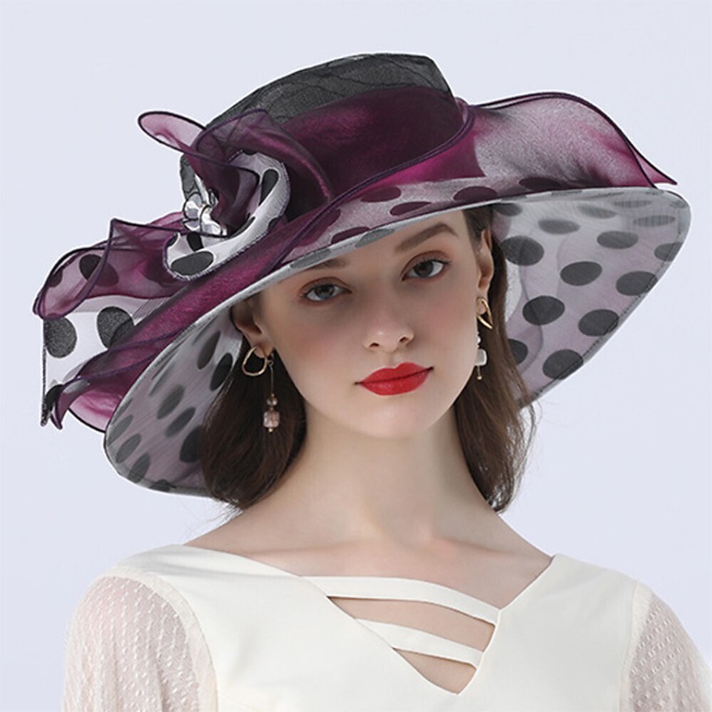 Vintage Style Fashion Tulle / Organza Hats / Headwear with Bowknot / Flower / Polka Dot 1 Piece Wedding / Outdoor Headpiece