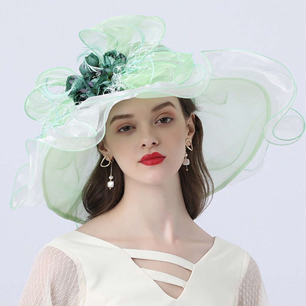 Vintage Style Fashion Tulle / Organza Hats / Headwear with Bowknot / Flower / Trim 1 Piece Wedding / Outdoor Headpiece