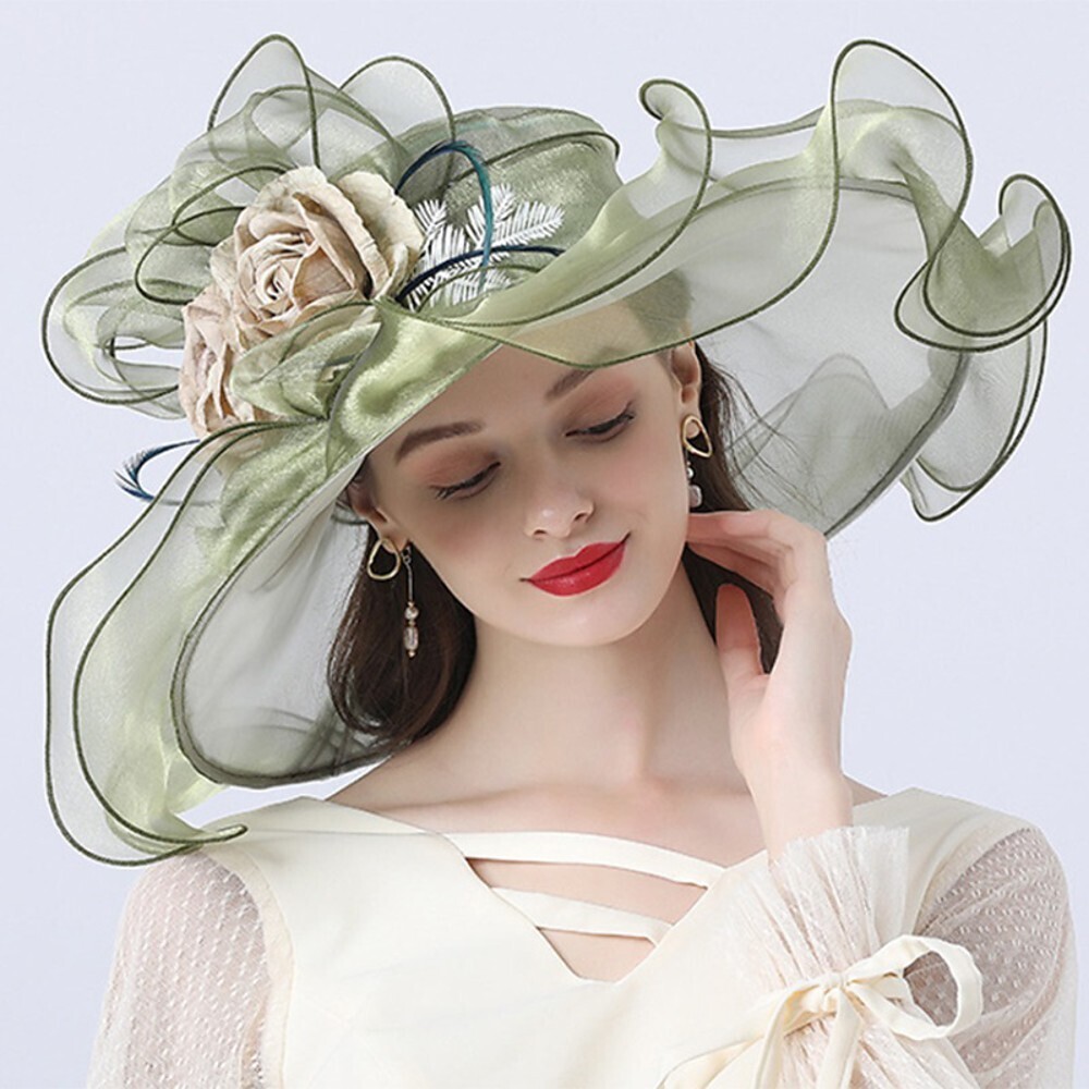 Vintage Style Fashion Tulle / Organza Hats / Headwear with Bowknot / Flower / Trim 1 Piece Wedding / Outdoor Headpiece