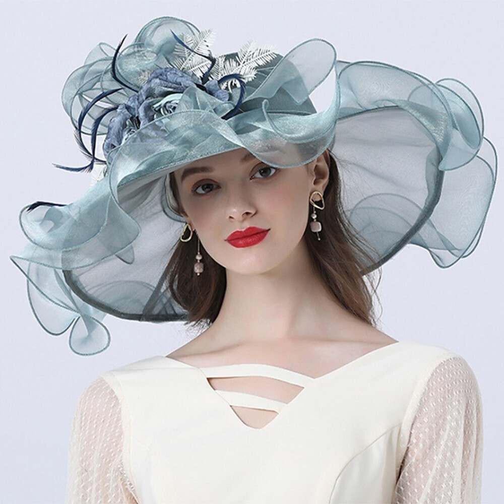 Vintage Style Fashion Tulle / Organza Hats / Headwear with Bowknot / Flower / Trim 1 Piece Wedding / Outdoor Headpiece