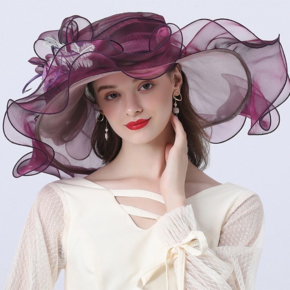 Vintage Style Fashion Tulle / Organza Hats / Headwear with Bowknot / Flower / Trim 1 Piece Wedding / Outdoor Headpiece