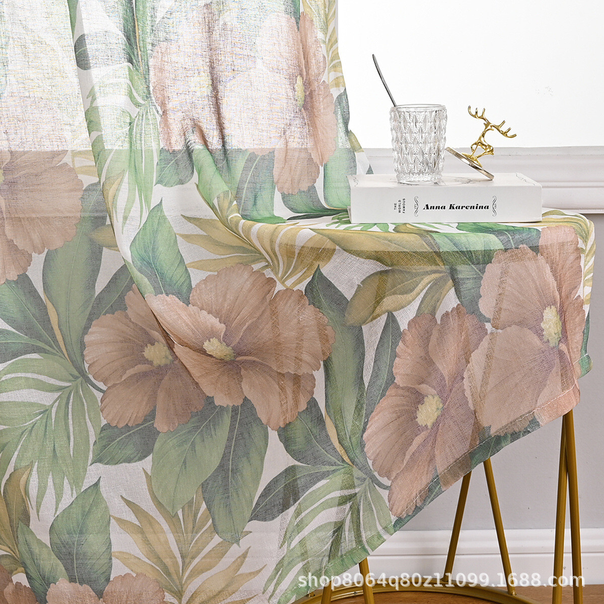 Multicolored Big Flower Curtain Curtain Living Room Study Bedroom Curtain