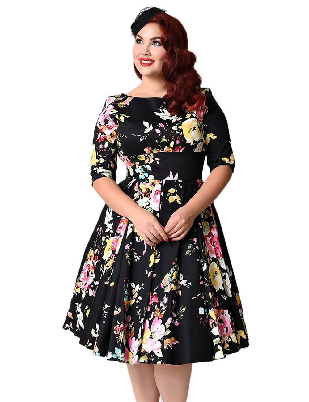 Plus Size Green Printing Fashion Dress