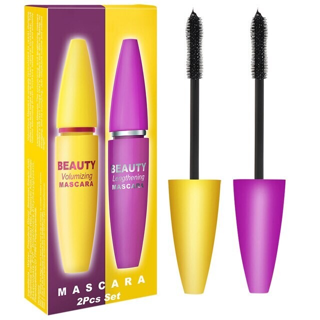 Professional Mascara 4D Thick Waterproof 2Pcs Mascara Set