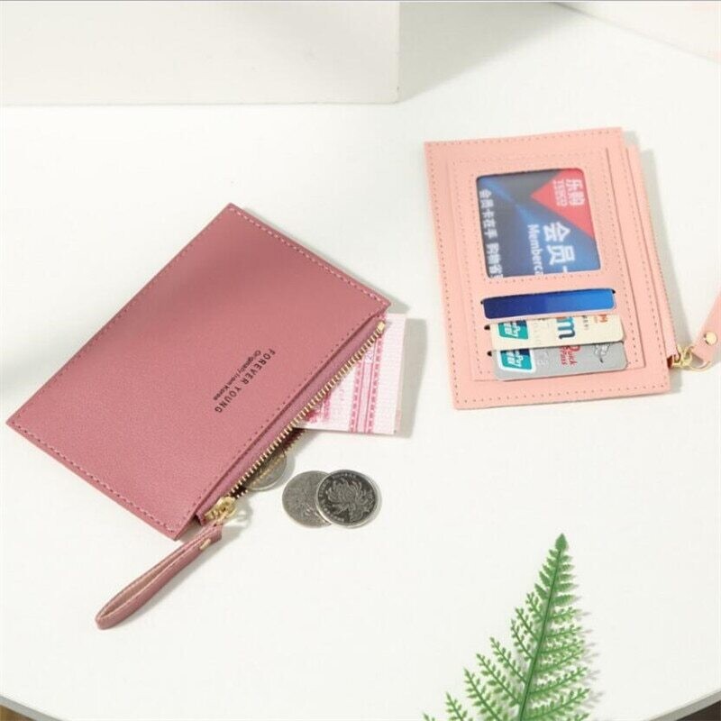 PU Zipper Cash ID Card Credit Card Holder