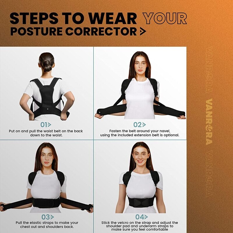 Posture Corrector Fully Adjustable Comfort Support Straightener For Spine Back Neck Clavicle