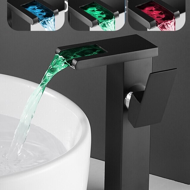 LED Luminous Basin Faucet Temperature Control Discoloration Table Sink Mixer Tap