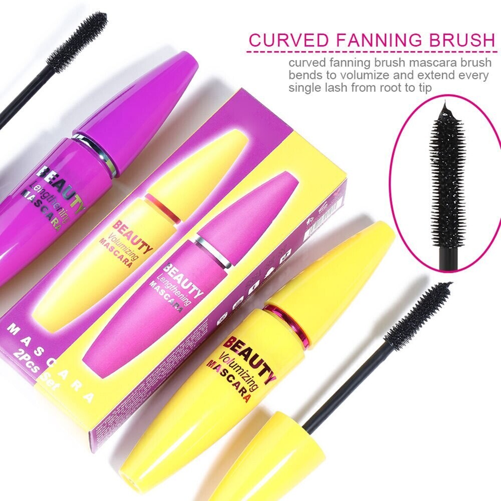 Professional Mascara 4D Thick Waterproof 2Pcs Mascara Set