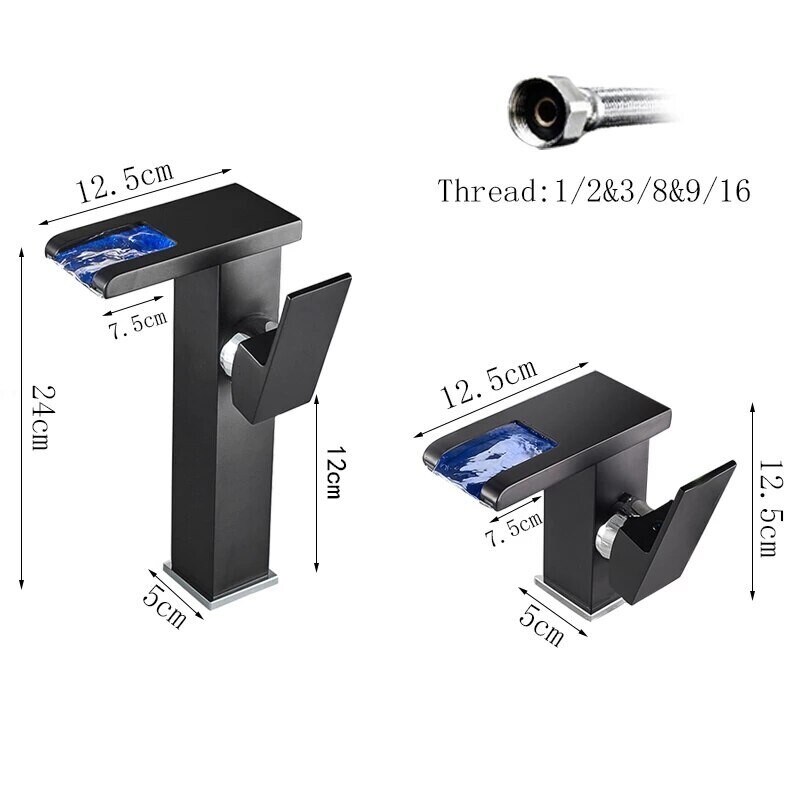 LED Luminous Basin Faucet Temperature Control Discoloration Table Sink Mixer Tap