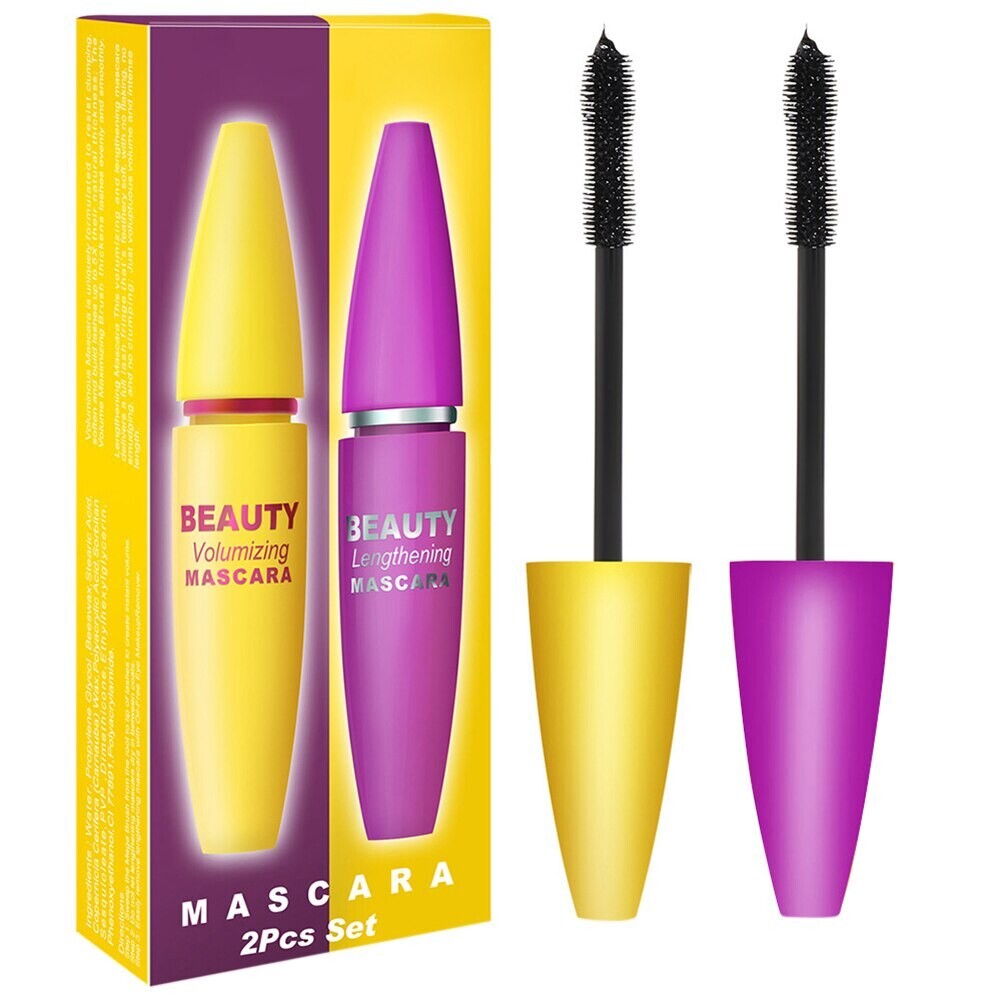 Professional Mascara 4D Thick Waterproof 2Pcs Mascara Set