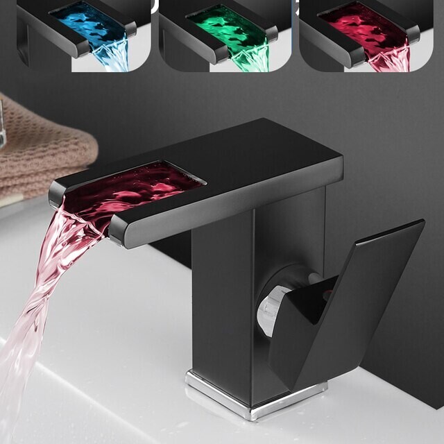 LED Luminous Basin Faucet Temperature Control Discoloration Table Sink Mixer Tap