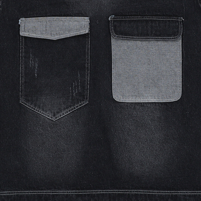 Fashion Washed Denim Apron Big Pocket Coffee shop Apron