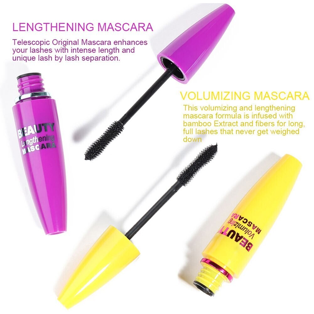 Professional Mascara 4D Thick Waterproof 2Pcs Mascara Set