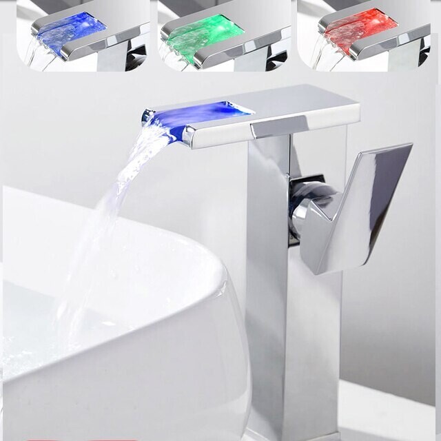 LED Luminous Basin Faucet Temperature Control Discoloration Table Sink Mixer Tap