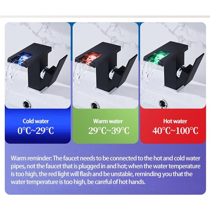 LED Luminous Basin Faucet Temperature Control Discoloration Table Sink Mixer Tap
