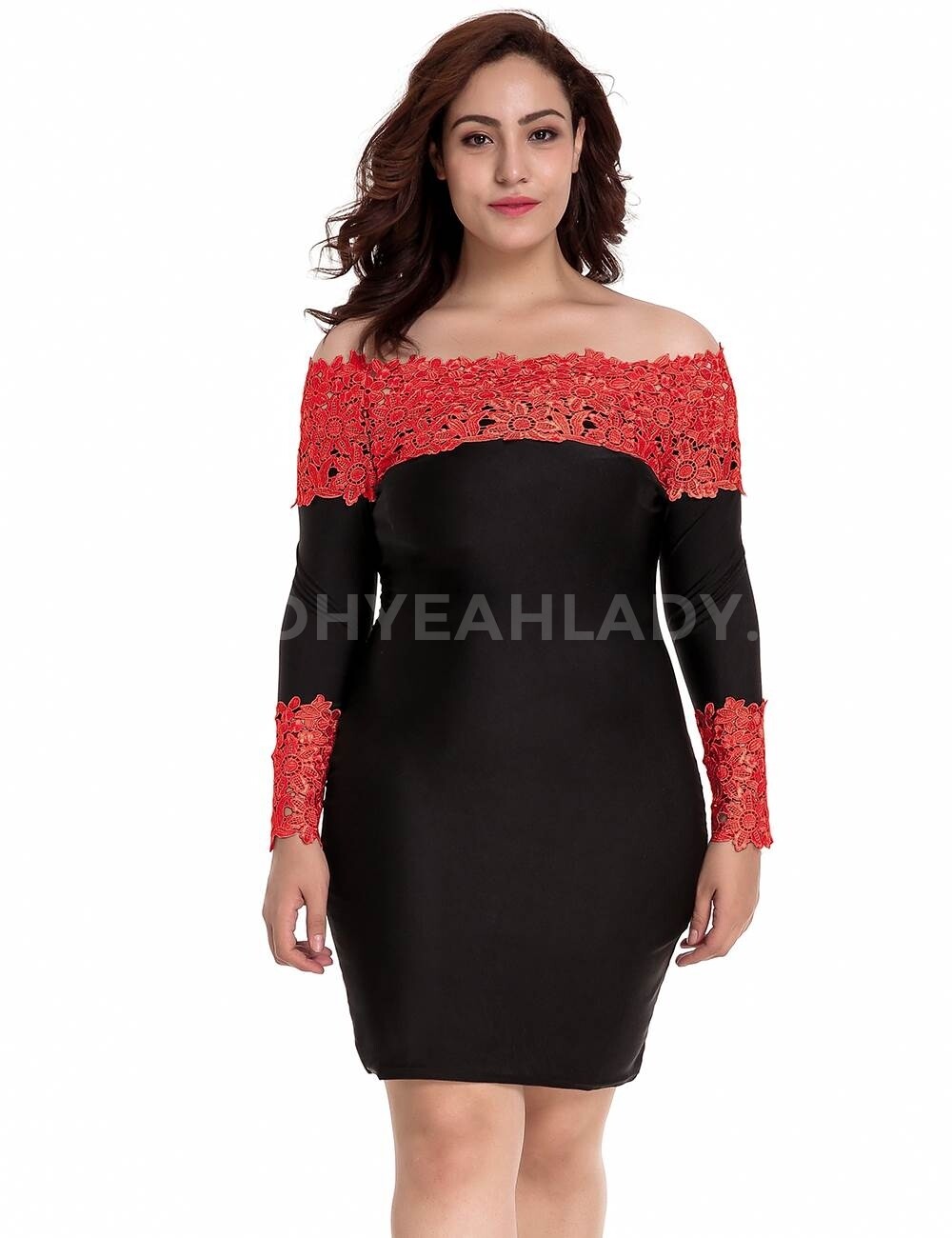 Long Sleeve Off-Shoulder Fashion Lace Dress