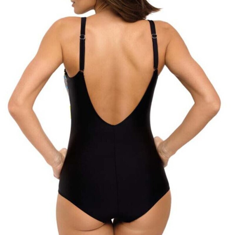 Large Size Print One-Piece Swimsuit Closed Female Swimwear