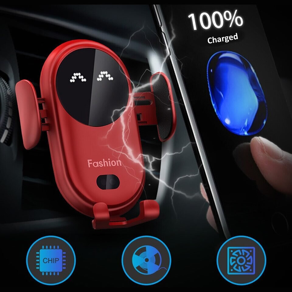Wireless Charger Car Phone Holder Qi Induction Smart Sensor
