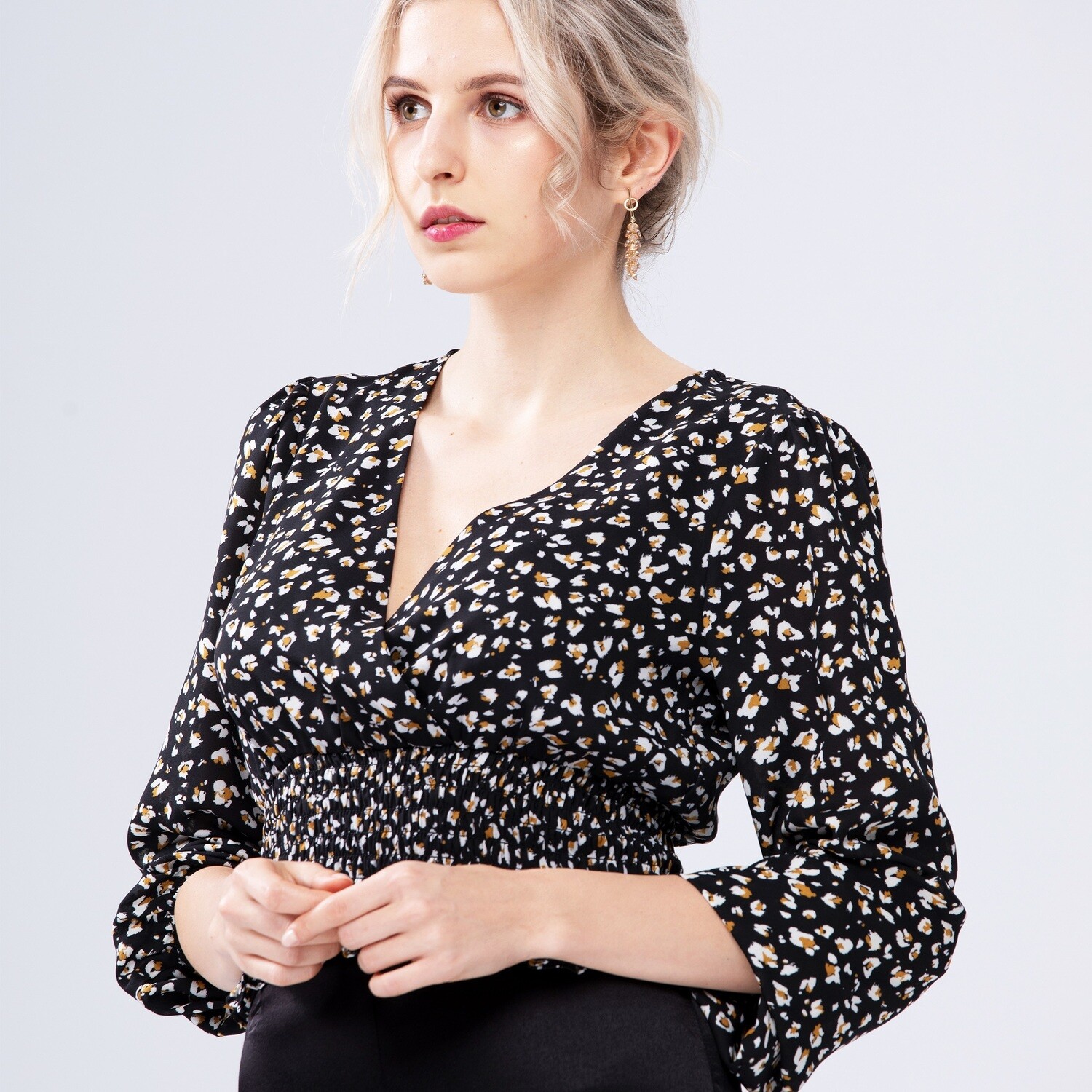 Women Fashion Ladies Elegant Casual Spring Long Sleeve Chiffon V Neck Fall 2021 Women Clothes Crop Tops Blouses