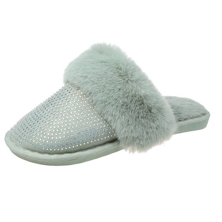 Women Diamond Slippers Ladies Warm Slide House Faux Fur Slippers ,Women&#39;S Winter Slippers and Bedroom Pajama Sets