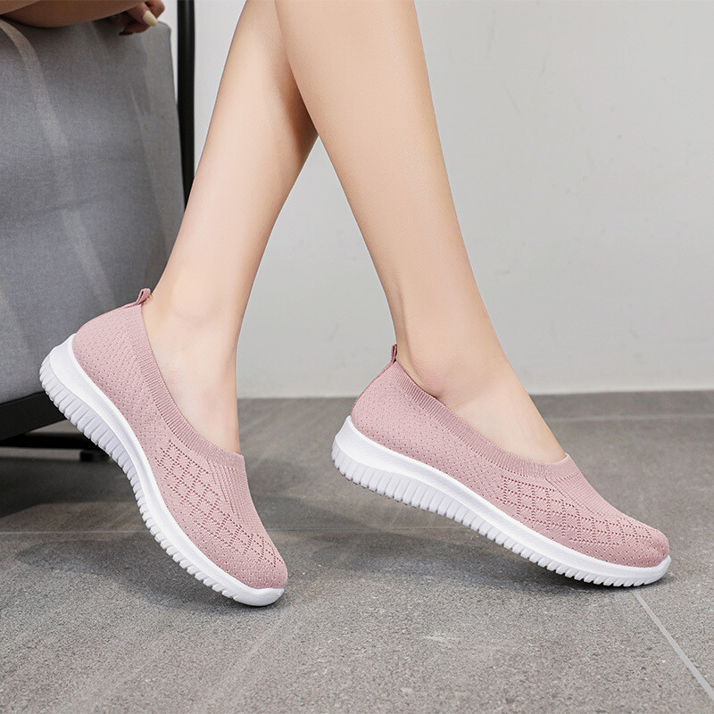 Hot sale one-step large size single shoes flat casual women&#39;s shoes breathable lightweight walking shoes
