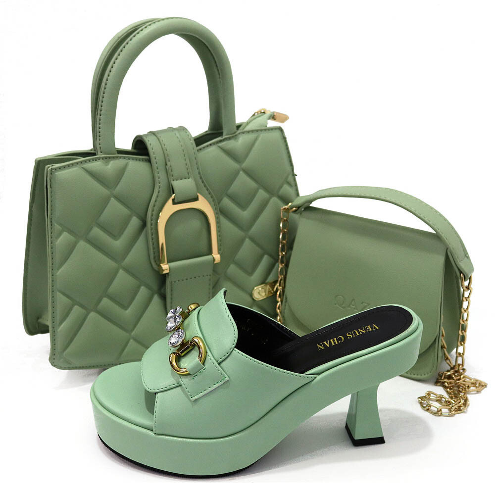 New Fashion Women Handbag Ladies Italian Matching High Heels Pumps Shoes and Bag Set for African Party
