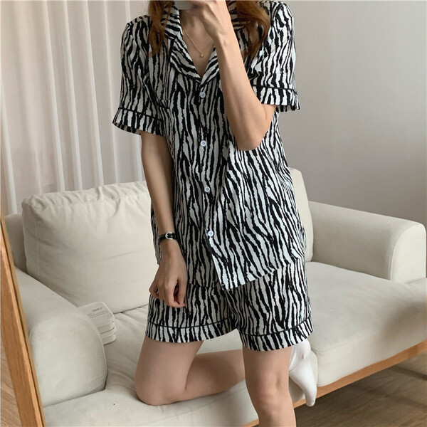 Women Sleepwear 2022 Korean Sleep Wear Baju Tidur Piyama Pijama Baratas Home Clothes Two Piece Short Set Summer Pyjama For Lady