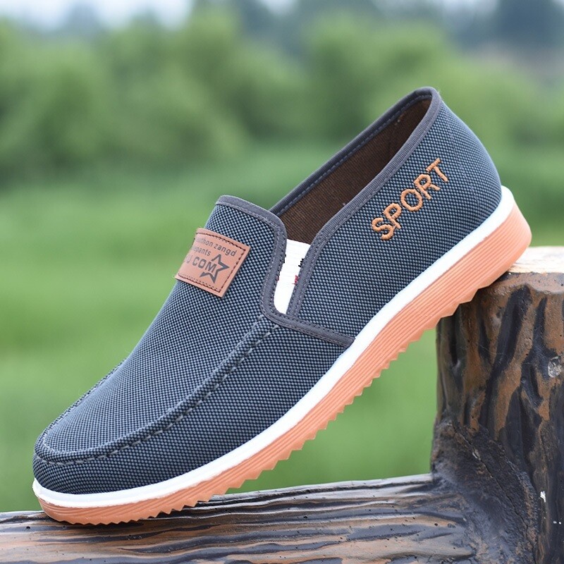 Gum sole Men&#39;s Slip on Cloth Shoes Canvas Loafers Flat Comfort Casual Shoes Lightweight Boat Shoes for men fashion sneakers